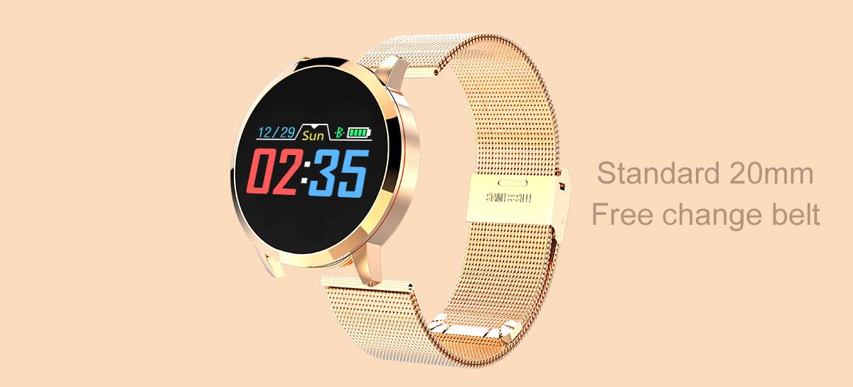 Newwear-Q8-Stainless-Steel-095-inch-OLED-Color-Screen-Blood-Pressure-Heart-Rate-Smart-Watch-1296662