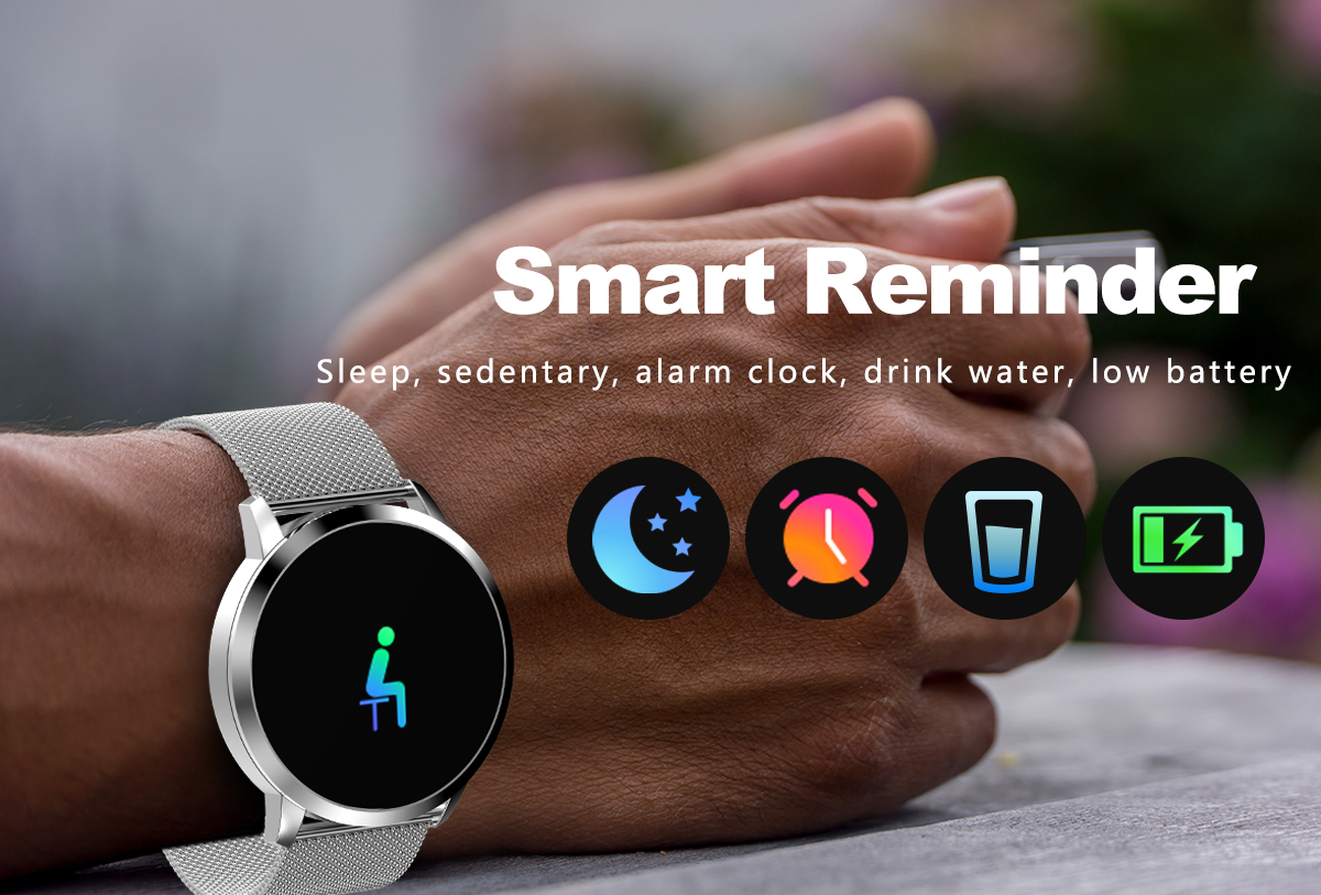 Newwear-Q8-Stainless-Steel-095-inch-OLED-Color-Screen-Blood-Pressure-Heart-Rate-Smart-Watch-1296662