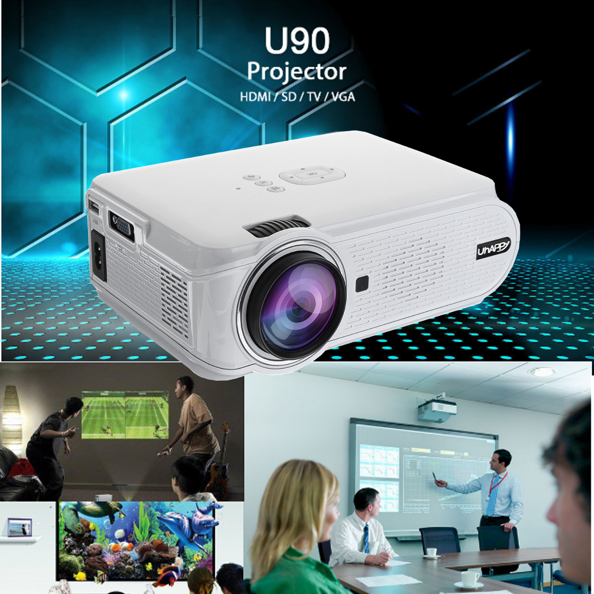 Uhappy-U90-Full-HD-1080P-7000-Lumens-Smart-Projector-TV-Home-Theater-with-Remote-Control-White-1221827