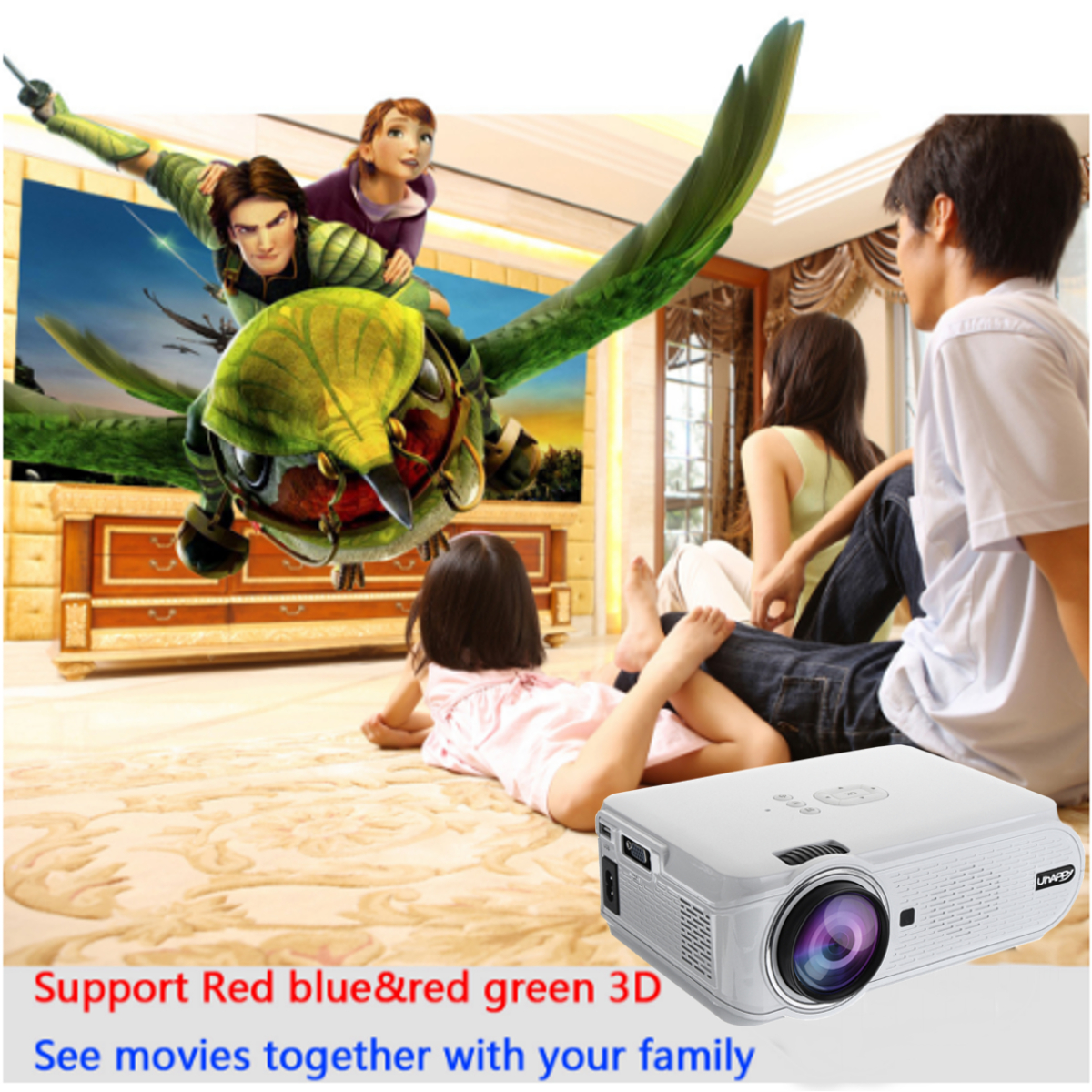 Uhappy-U90-Full-HD-1080P-7000-Lumens-Smart-Projector-TV-Home-Theater-with-Remote-Control-White-1221827