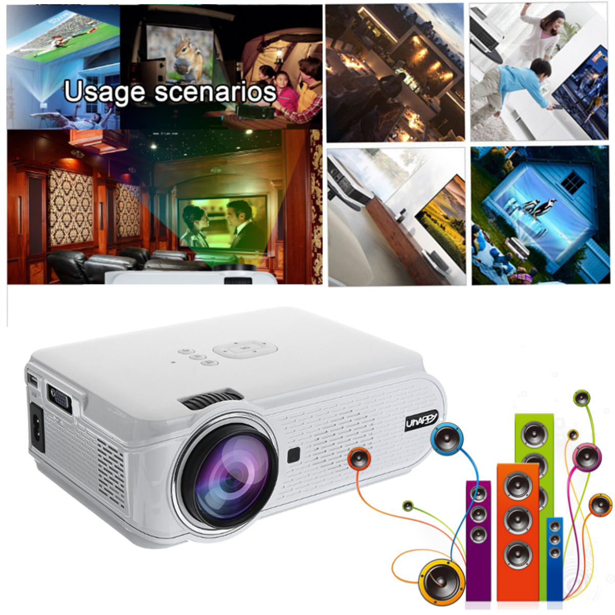 Uhappy-U90-Full-HD-1080P-7000-Lumens-Smart-Projector-TV-Home-Theater-with-Remote-Control-White-1221827