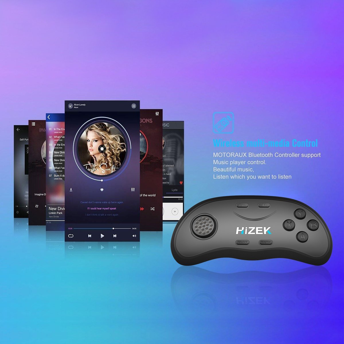 Hizek-HZ-RC2-bluetooth-Remote-Controller-Wireless-Gamepads-Mouse-Music-Player-For-iOS-Android-PC-1114476