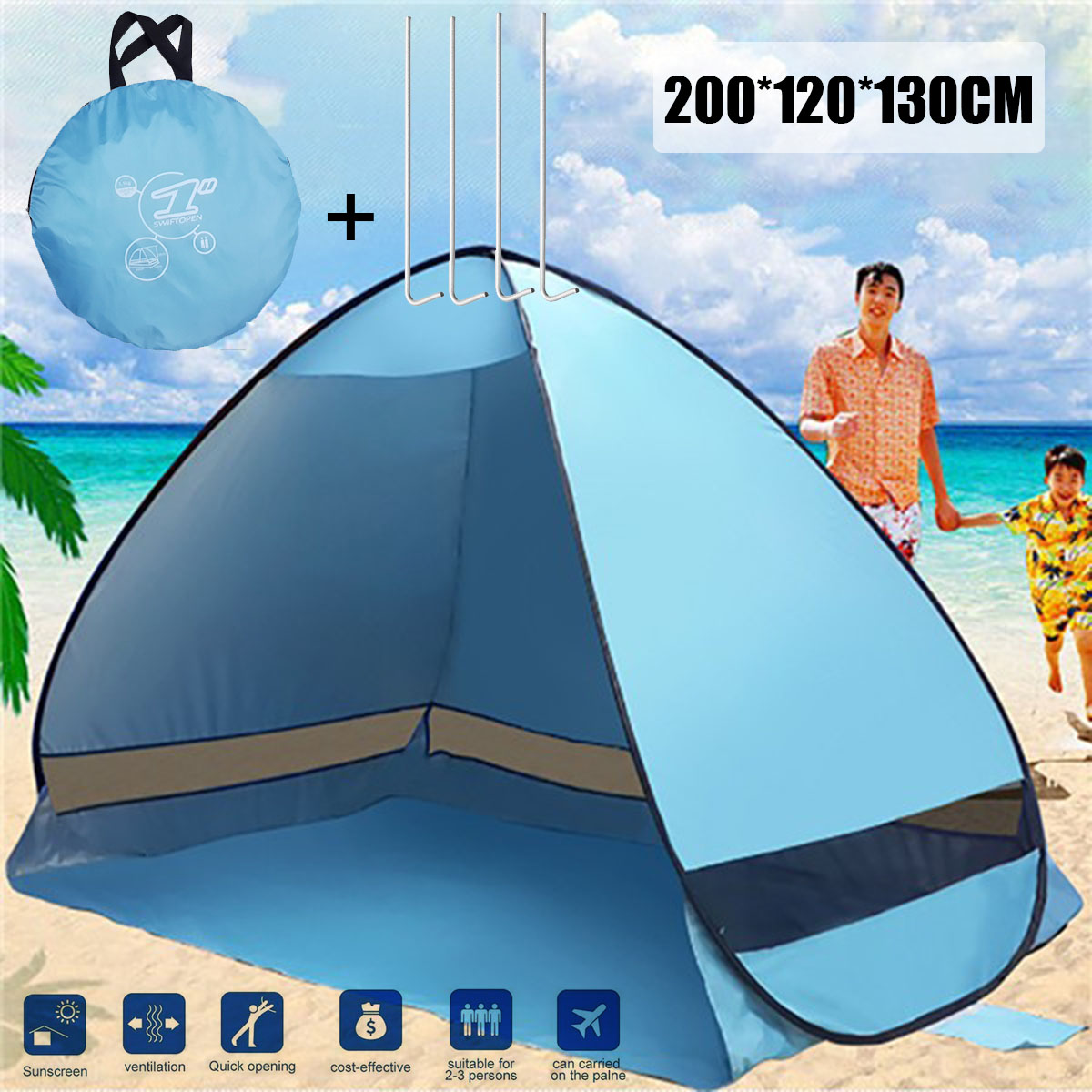 1-2-People-Outdoor-Instant-Pop-up-Portable-Beach-Tent-Camping-Anti-UV-Sunshade-Shelter-1305522