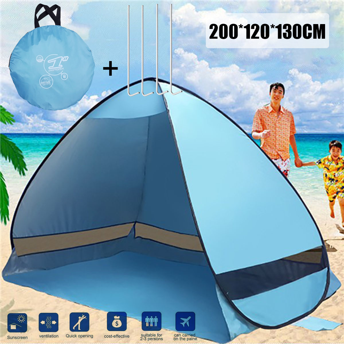 1-2-People-Outdoor-Instant-Pop-up-Portable-Beach-Tent-Camping-Anti-UV-Sunshade-Shelter-1305522