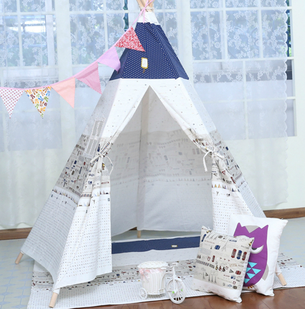 120-x-120-x-160cm-Children-Game-Tent-Foldable-White-and-Blue-Ribbon-Pattern-Teepee-1196948