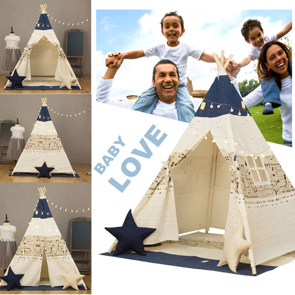 120-x-120-x-160cm-Children-Game-Tent-Foldable-White-and-Blue-Ribbon-Pattern-Teepee-1196948