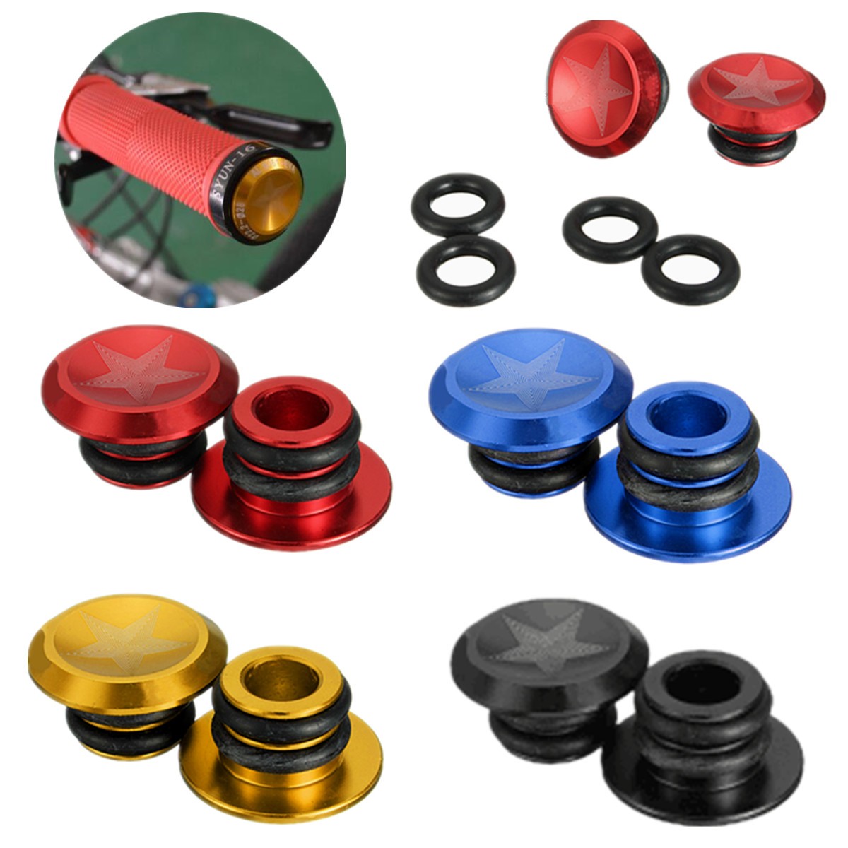 1-Pair-of-Cycle-Road-MTB-Bike-Handlebar-End-Lock-On-Plugs-Bar-End-Grips-Caps-Covers-1132768