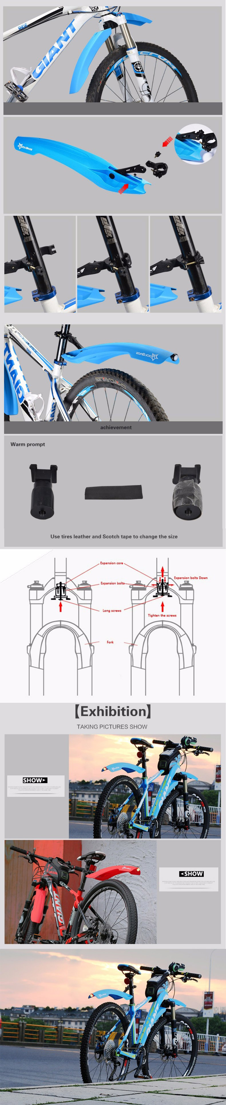 ROCKBROS-MTB-Mountain-Bike-Fenders-Front-Rear-Light-Rear-Cycling-Quick-Release-Mudguard-Fender-Set-1081968
