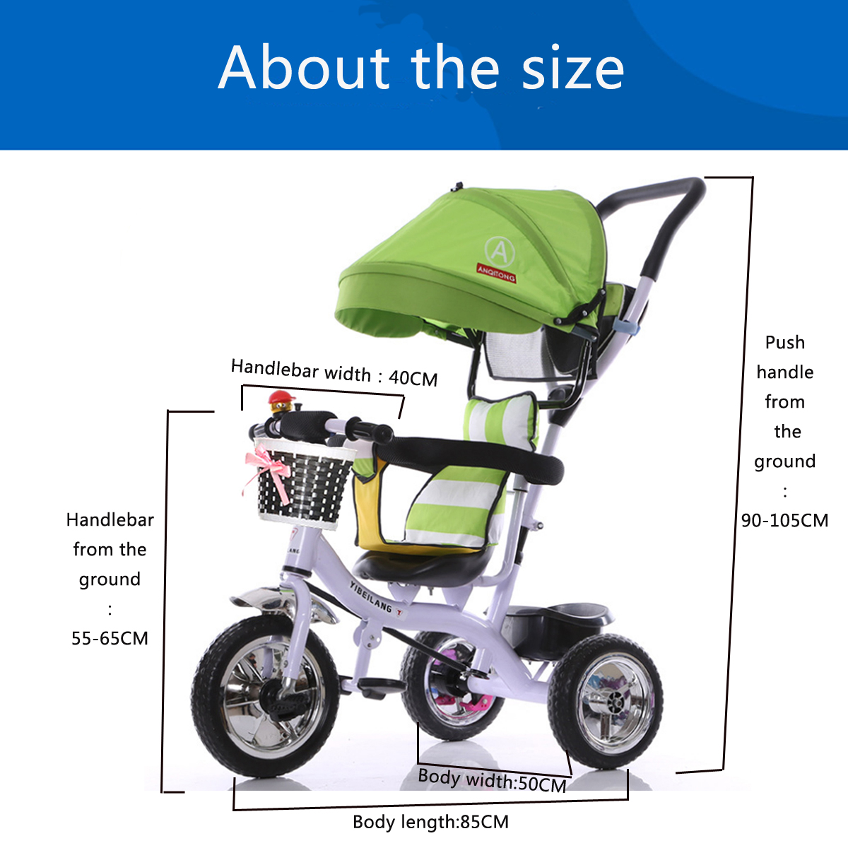 BIKIGHT-Kids-Tricycle-Bike-Children-3-Wheels-With-Shade-Toddler-Balance-Protection-Baby-Cholley-Mini-1340506