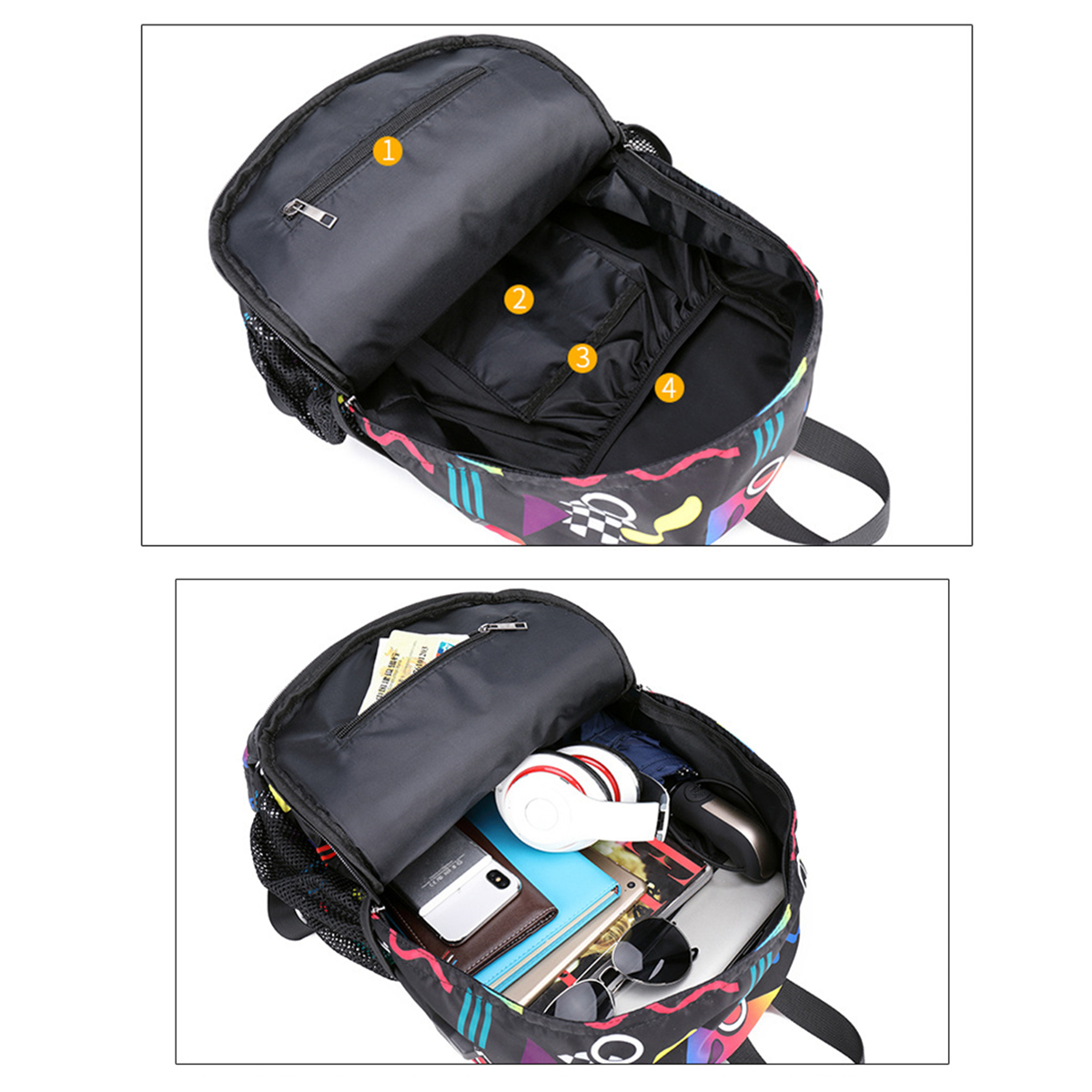 BIKIGHT-Men-Smart-Sound-Control-Noctilucent-Backpack-USB-Charge-Laptop-Travel-School-Bag-1403629