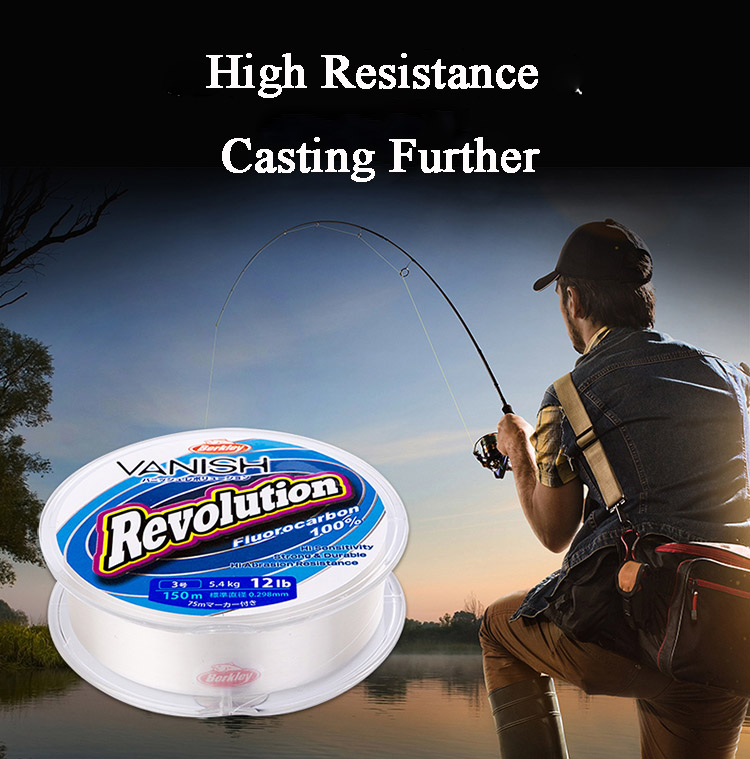 Berkley-VANISH-Revolution-Series-150m-12LB-Clear-Color-Fluorocarbon-Wear-resistant-Fishing-Line-1287599