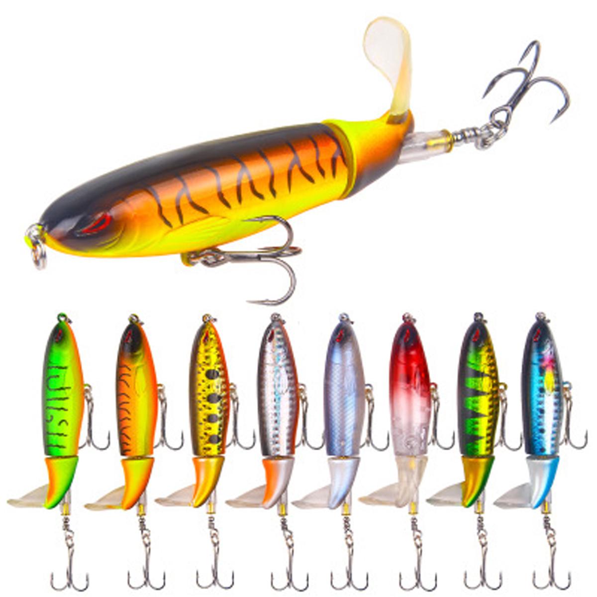 10cm-13g-Minnow-Fishing-Lure-Rotating-Tail-Popper-Topwater-Swim-Crankbait-Artificial-Hard-Bait-1354984