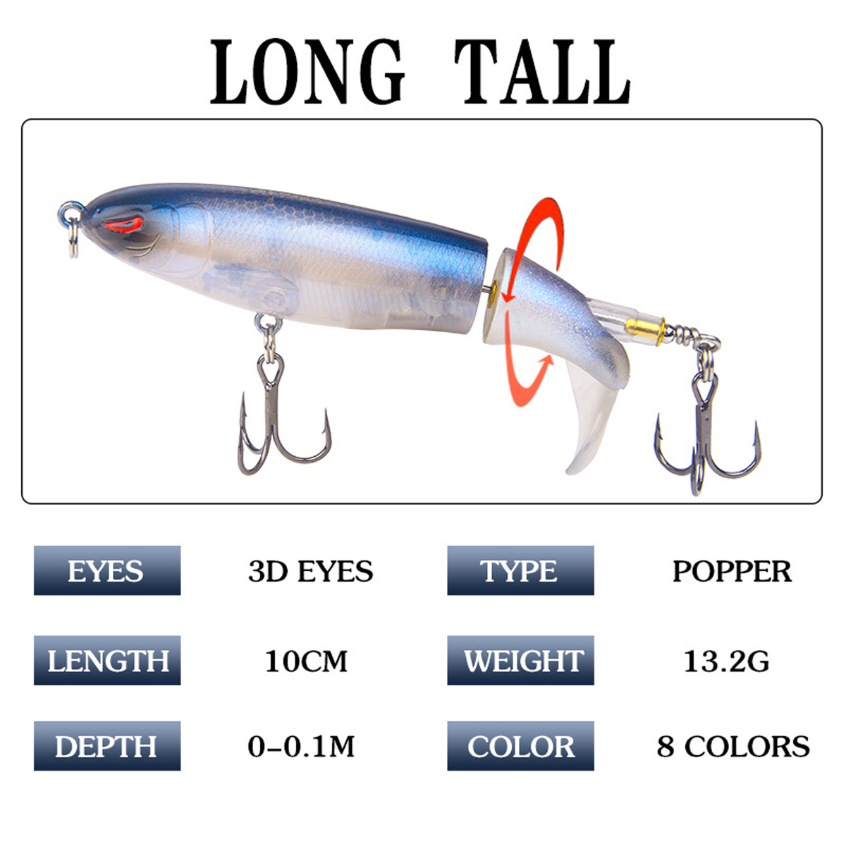 10cm-13g-Minnow-Fishing-Lure-Rotating-Tail-Popper-Topwater-Swim-Crankbait-Artificial-Hard-Bait-1354984