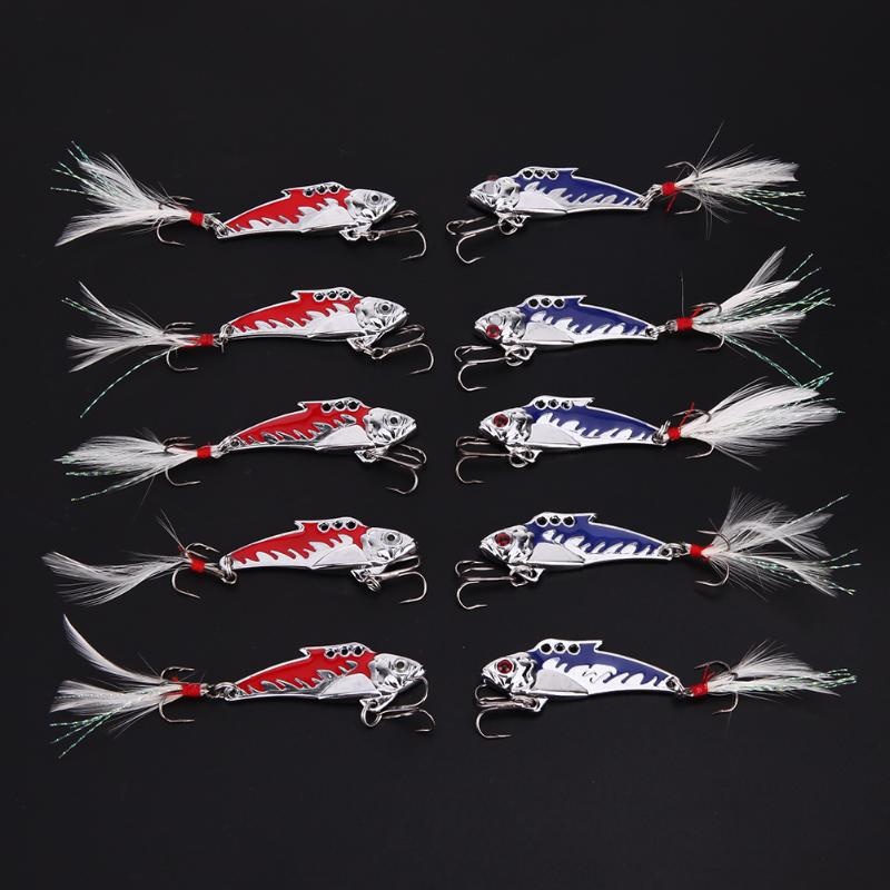 10pcs-5cm-82g-Metal-VIB-Fishing-Lure-Crankbait-Hard-Bait-Treble-Hooks-1216238