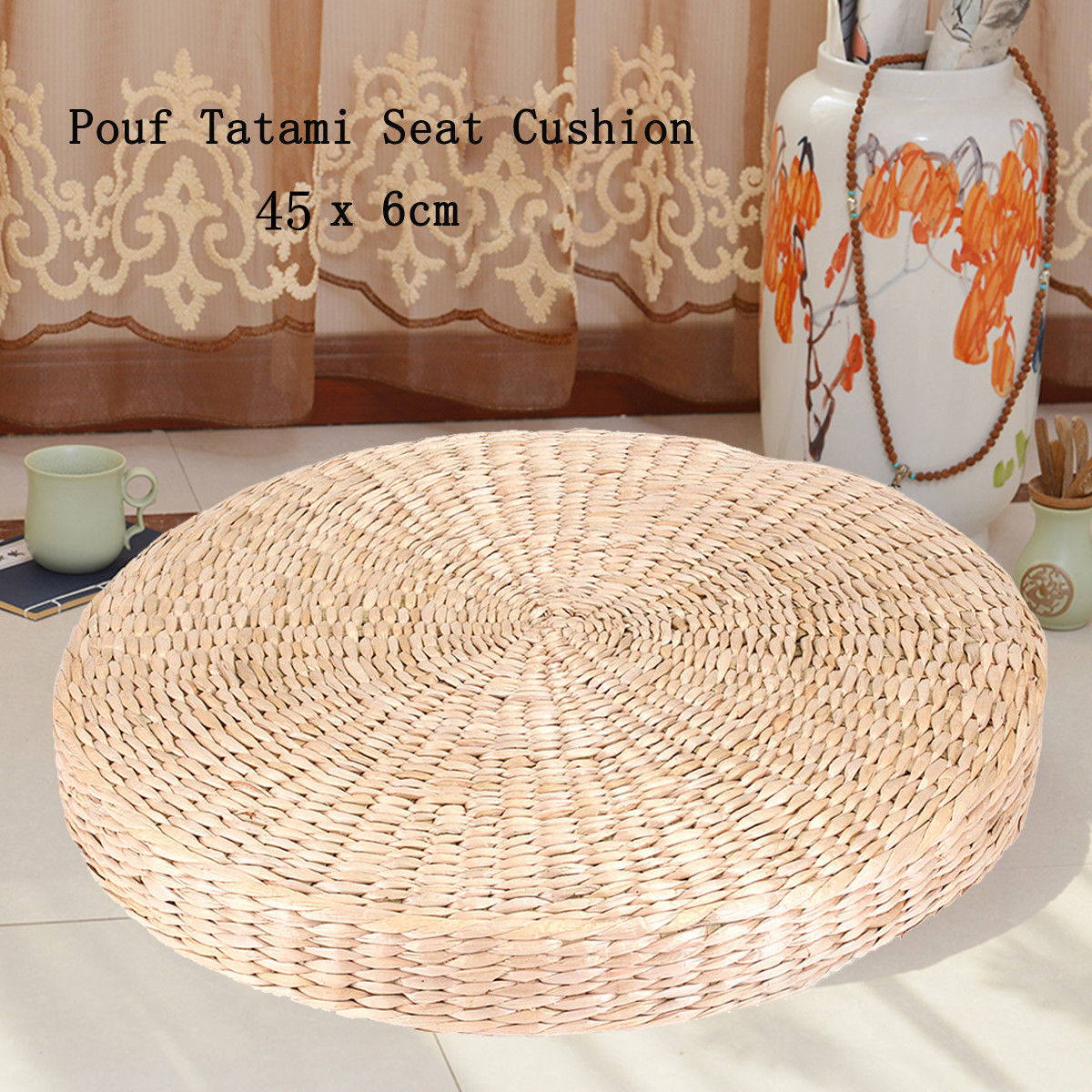45cm-Round-Pouf-Tatami-Cushion-Floor-Cushions-Natural-Straw-Meditation-Yoga-Mat-1245123
