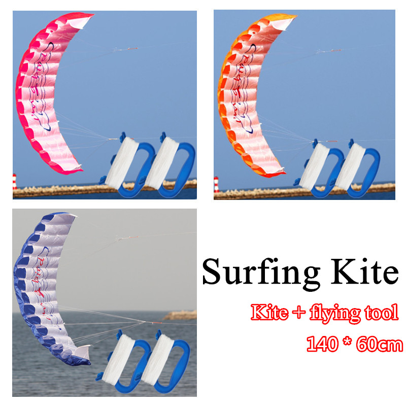 14m-Power-Double-Line-Software-Kite-Dual-Line-Handle-Stunt-Kite-Parafoil-Parachute-Beach-Surfing-Out-1327945