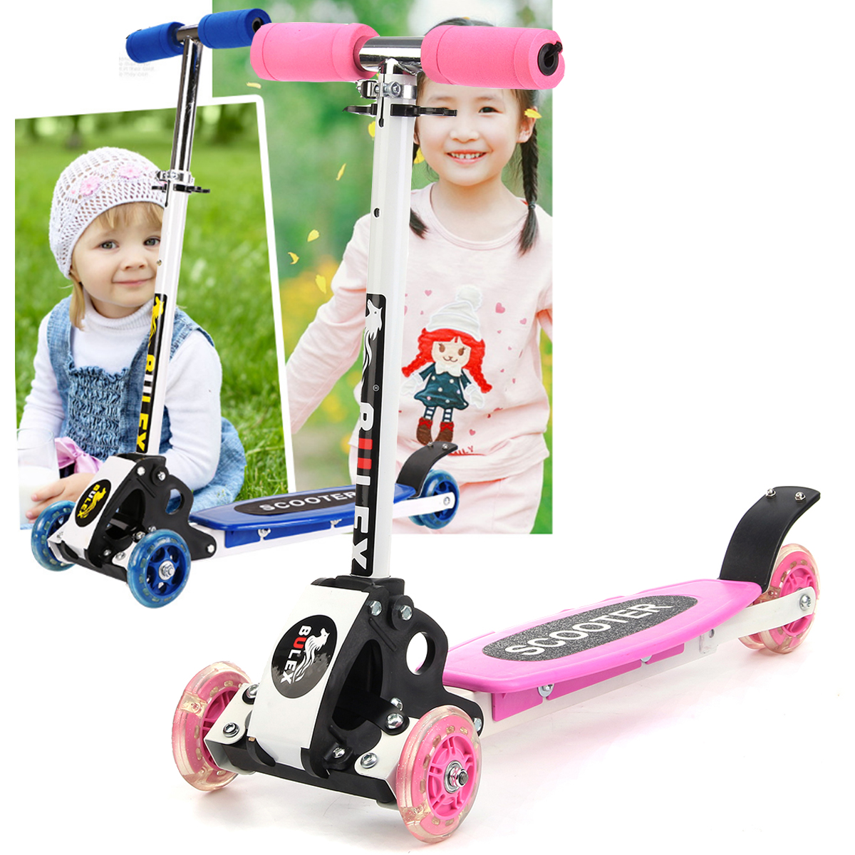 3-Wheels-15kmh-Foldable-Aluminum-Alloy-PU-Wheel-Anti-Skidding-Kick-Scooter-For-Kids-1258935