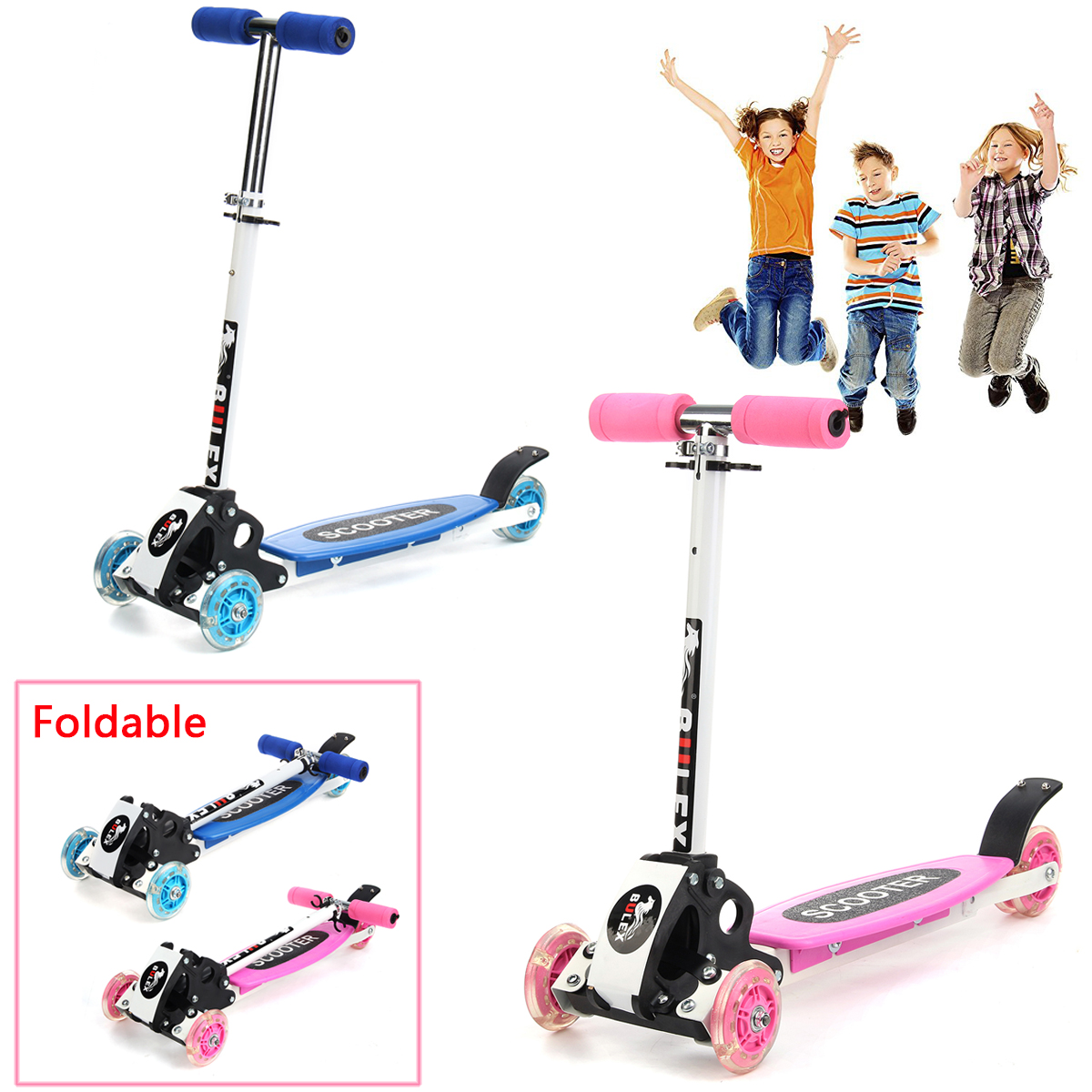 3-Wheels-15kmh-Foldable-Aluminum-Alloy-PU-Wheel-Anti-Skidding-Kick-Scooter-For-Kids-1258935