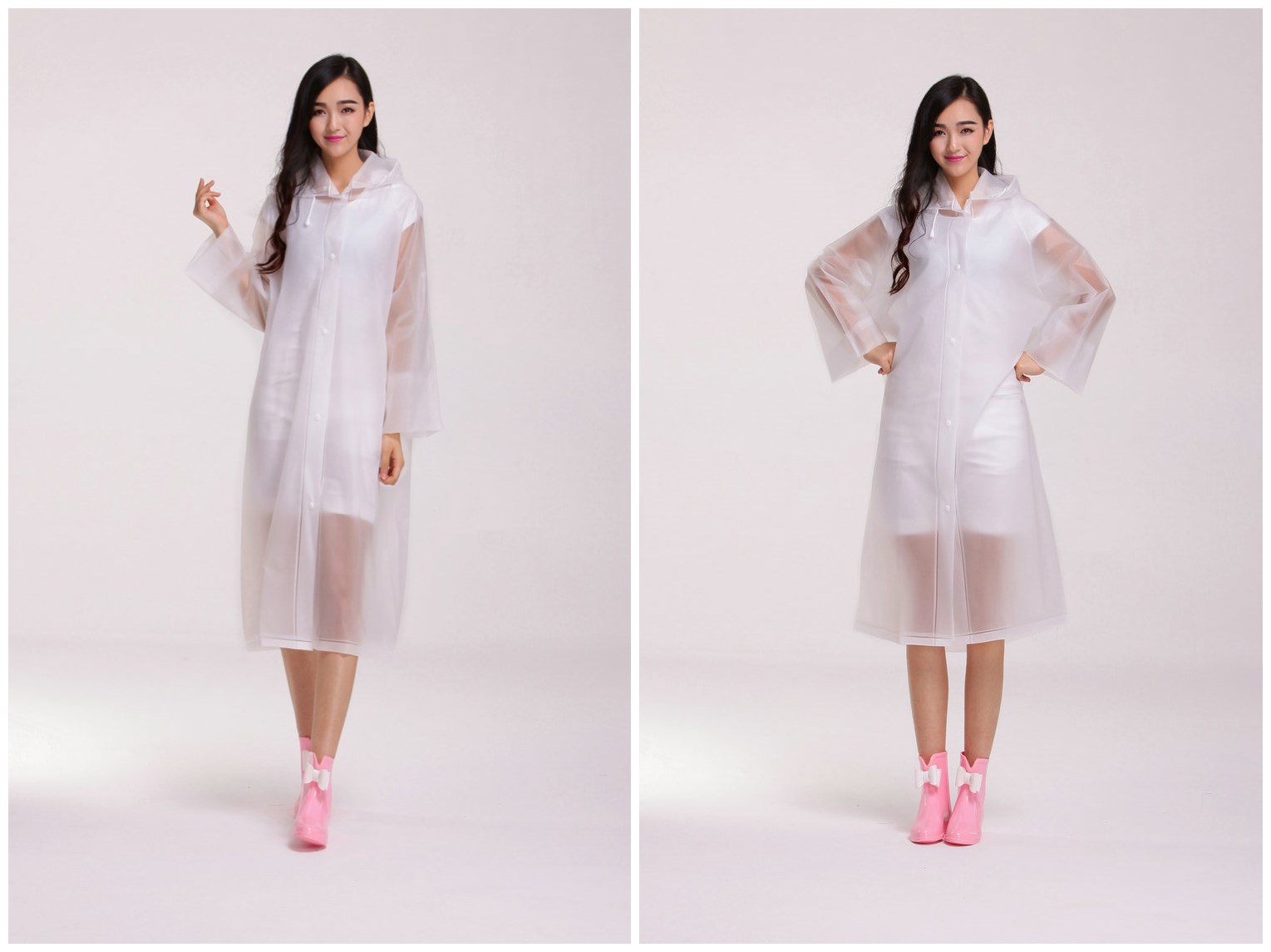 Women-Thickened-EVA-SemiTransprent-Rain-Coat-Rainwears-Korean-Style-Hood-Sleeves-Bright-Color-1155752