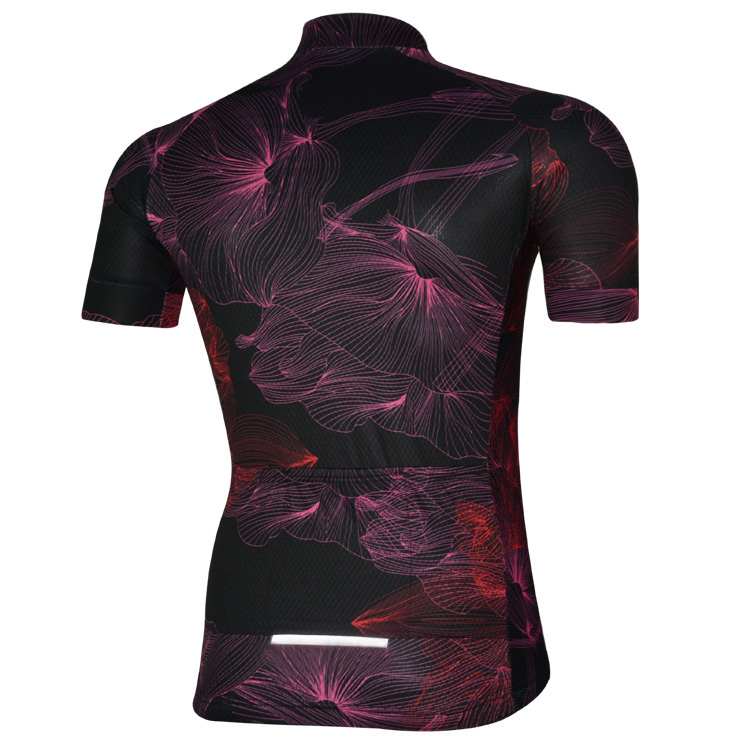 AOGDA-Unisex-Petal-Black-Short-Sleeve-Cycling-Jersey-Outdoor-Sports-Summer-Polyester-Mesh-Breathable-1144931