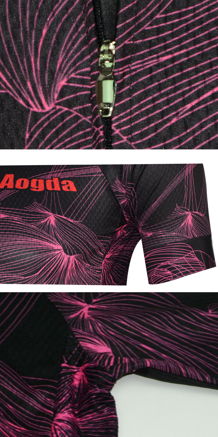 AOGDA-Unisex-Petal-Black-Short-Sleeve-Cycling-Jersey-Outdoor-Sports-Summer-Polyester-Mesh-Breathable-1144931