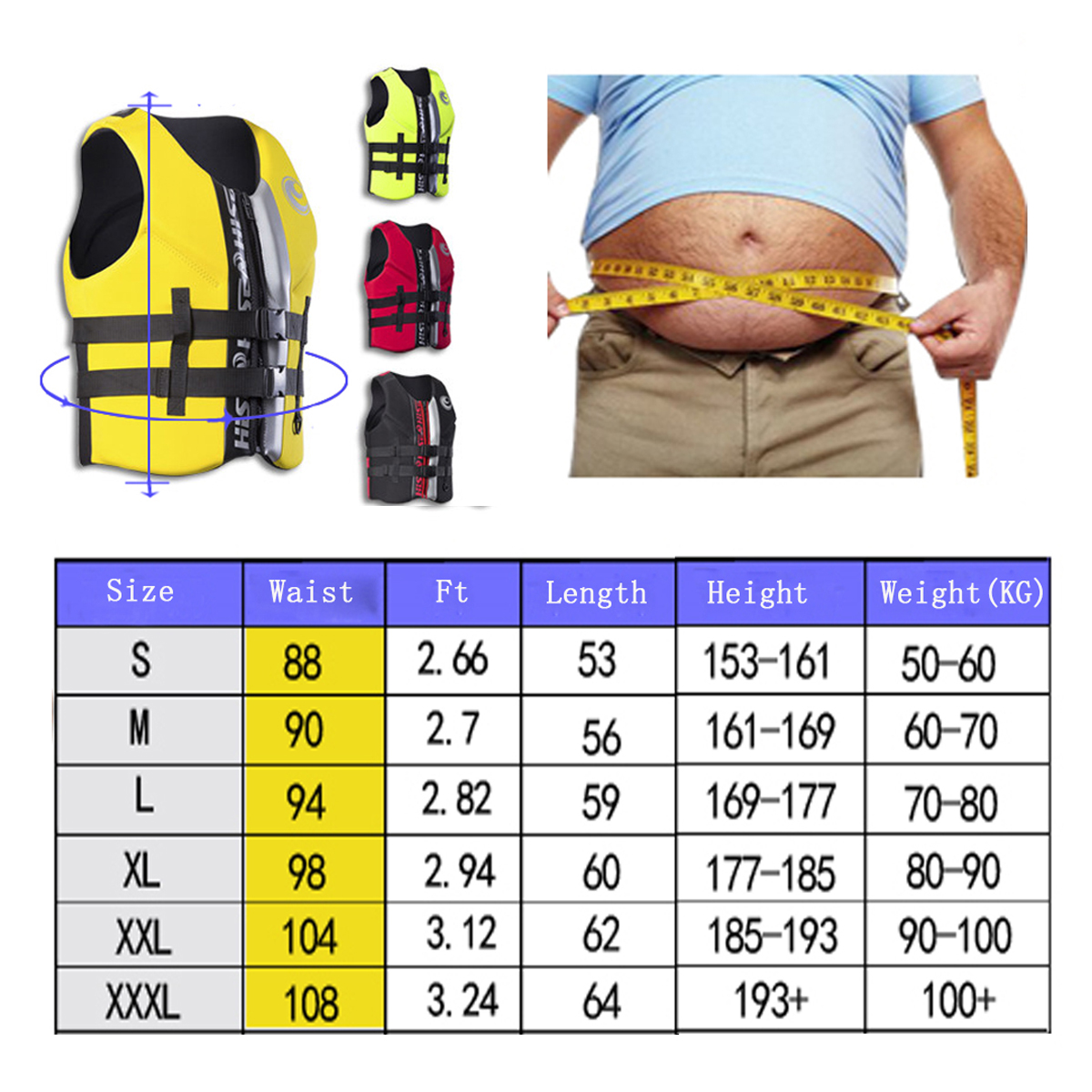 Life-Jacket-Water-Ski-Premium-Neoprene-Vest-Wakeboard-Kayaking-Drifting-Swimming-1247387