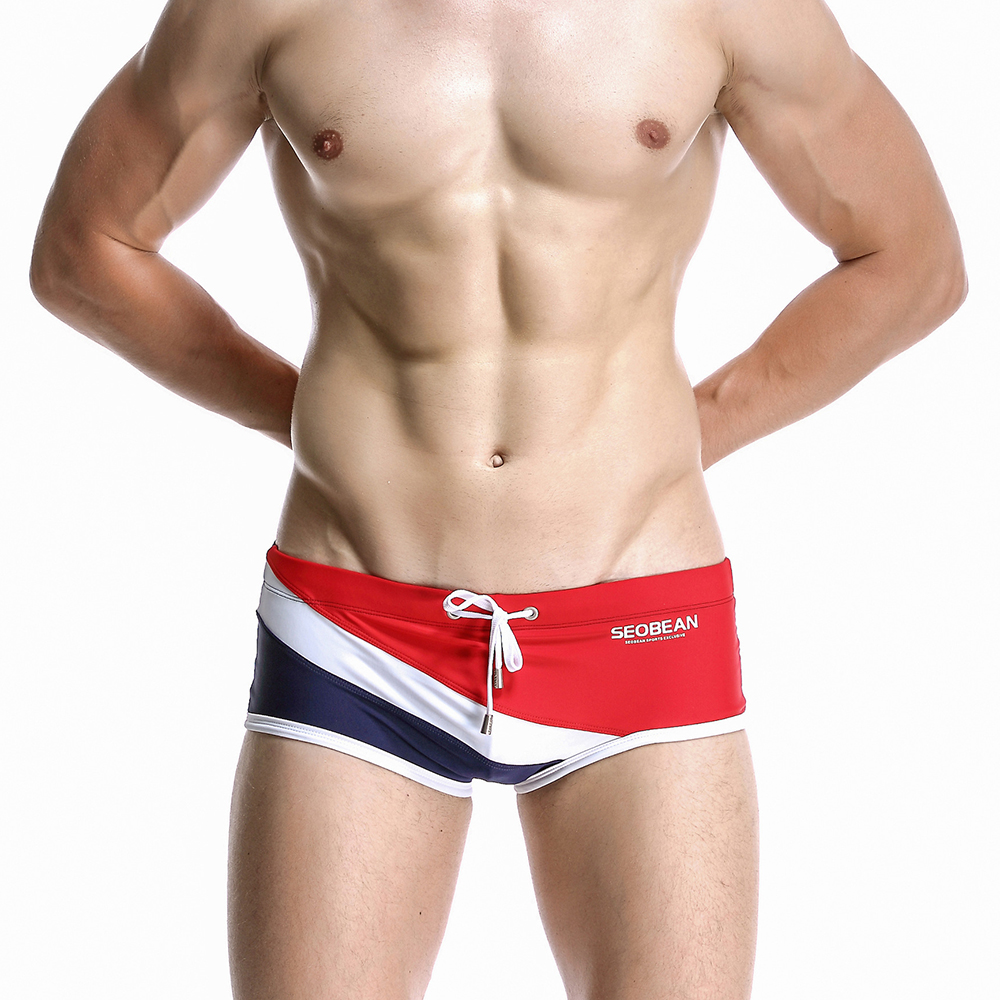 SEOBEAN-S5245-Men-Swimming-Trunks-Sexy--Colorblock-Fashion-Comfortable-White-Bandages-1300345