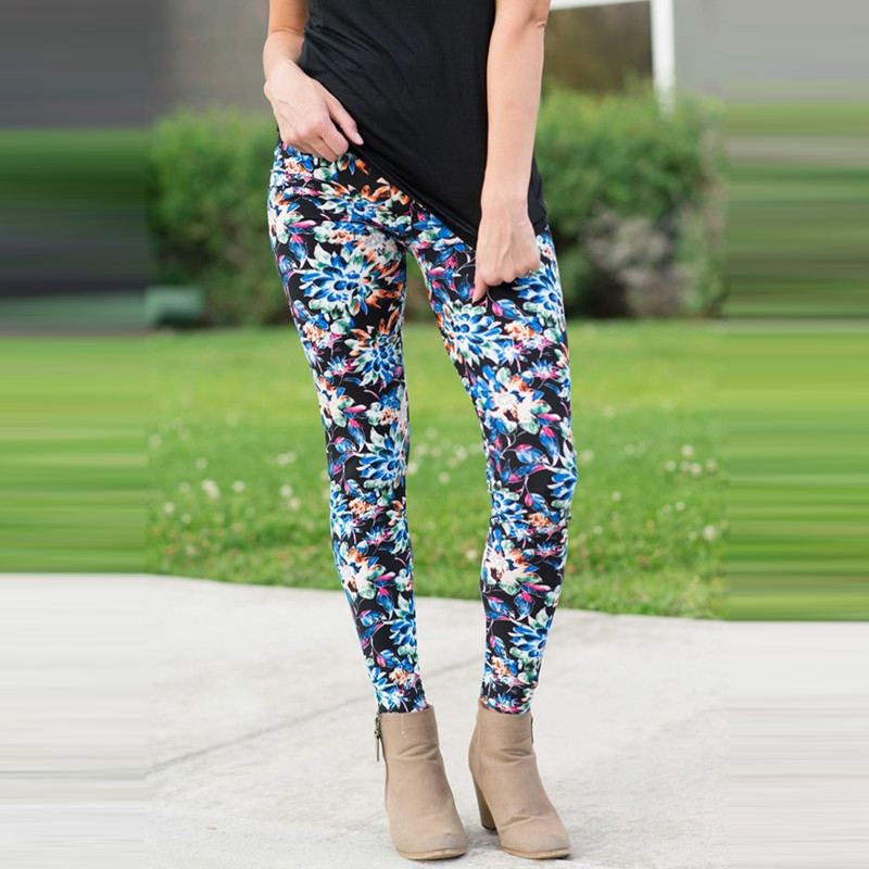 Women-Ladies-Slim-Fit-Floral-Print-High-Waist-Legging-Camouflage-Pencil-Trousers-1245384