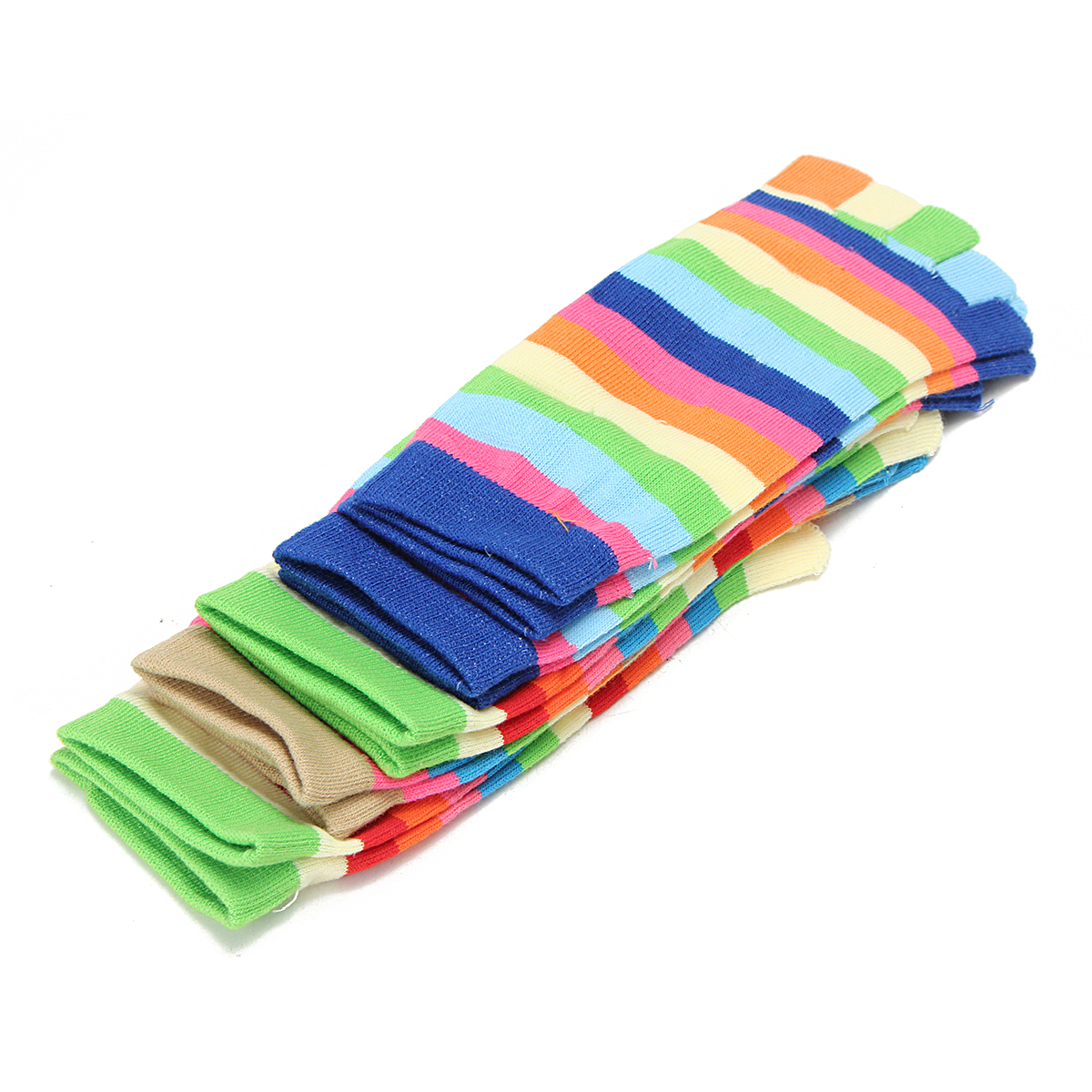 New-5-Pairs-Lot-Colorful-Women-Girl-Color-Stripes-Five-Finger-Toe-Socks-Hosiery-1245688