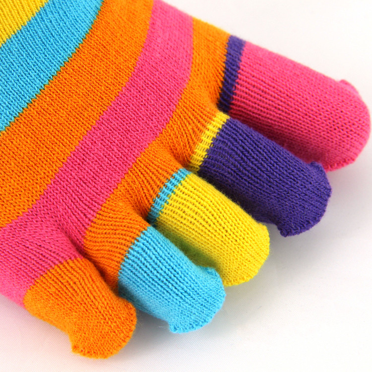 New-5-Pairs-Lot-Colorful-Women-Girl-Color-Stripes-Five-Finger-Toe-Socks-Hosiery-1245688