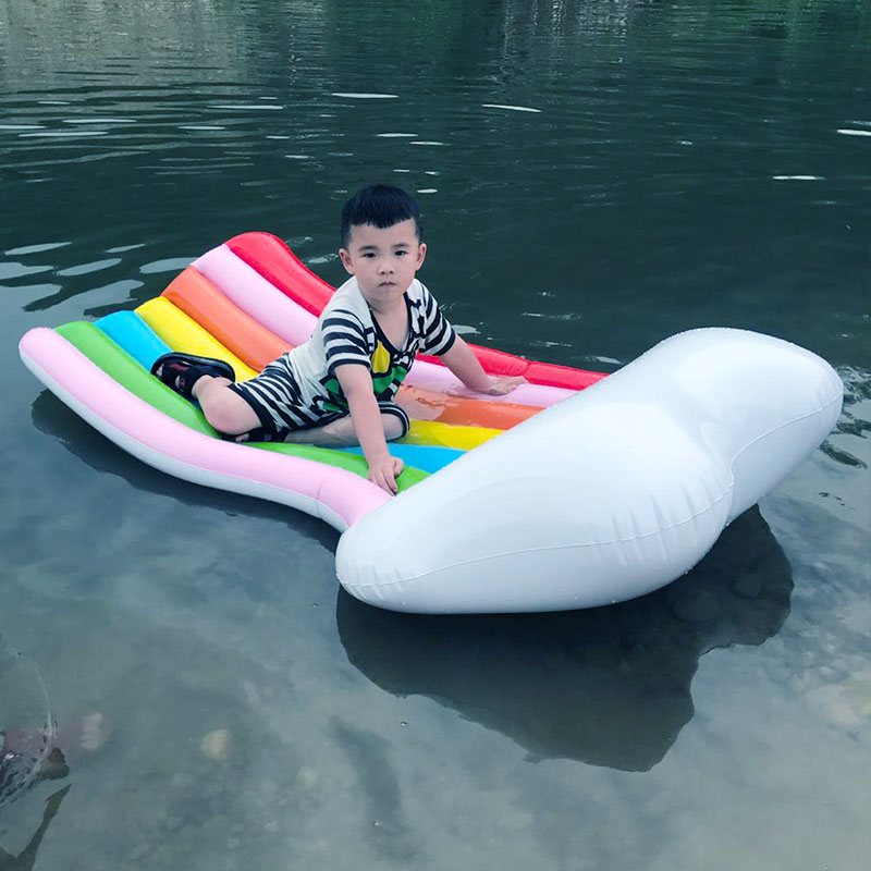 180-x-100cm-Rainbow-Inflatable-Boat-Pool-Water-Float-Bed-Swimming-Ring-Air-Mattress-1302925