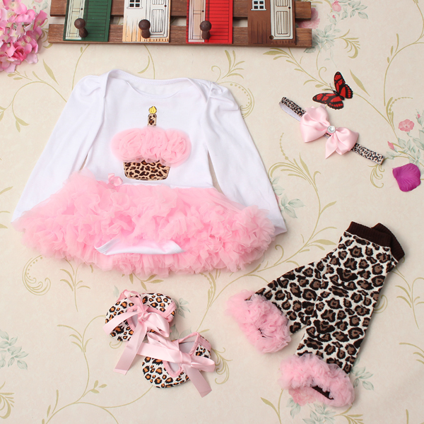 4Pcs-Baby-Girl-Headbrand-Romper-Skirt-Outfit-Shoes-Suit-Set-958847