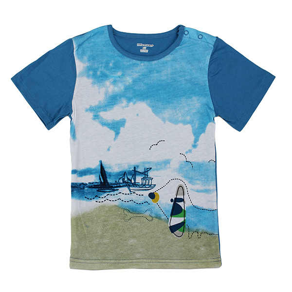2015-New-Little-Maven-Blue-Sky-Sea-Baby-Children-Boy-Cotton-Short-Sleeve-T-shirt-Top-980719