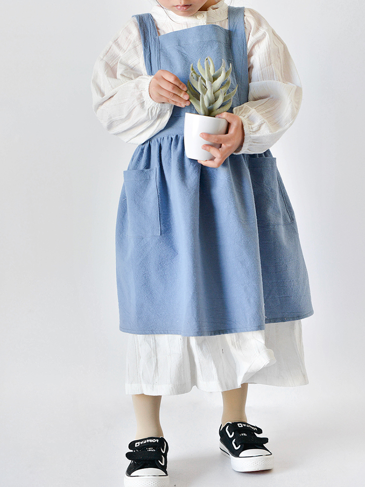 Children-Girls-Japanese-Style-Gardening-Cooking-Cotton-Linen-Aprons-Dress-with-Pockets-1367224