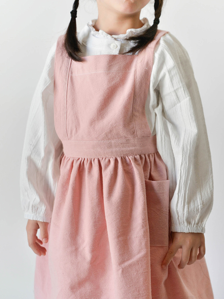 Children-Girls-Japanese-Style-Gardening-Cooking-Cotton-Linen-Aprons-Dress-with-Pockets-1367224