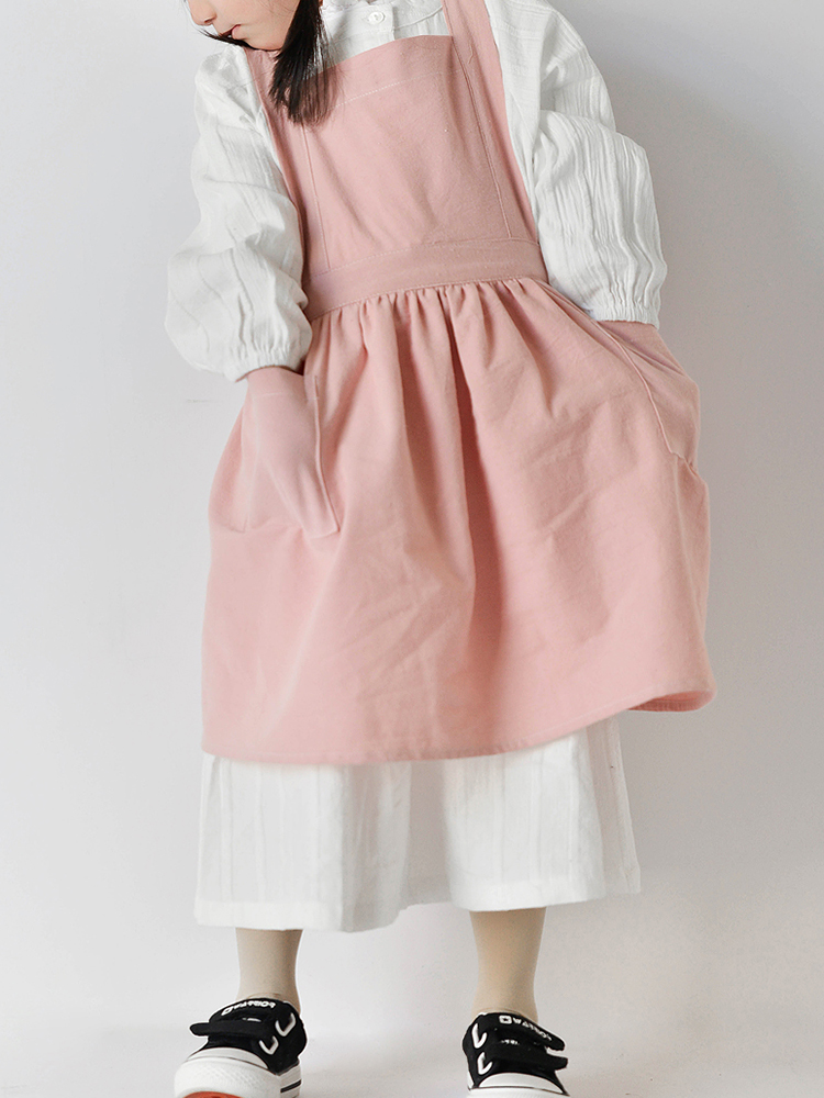Children-Girls-Japanese-Style-Gardening-Cooking-Cotton-Linen-Aprons-Dress-with-Pockets-1367224