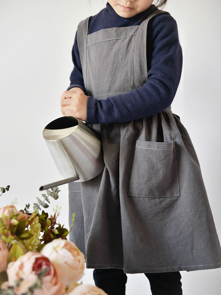 Children-Girls-Japanese-Style-Gardening-Cooking-Cotton-Linen-Aprons-Dress-with-Pockets-1367224