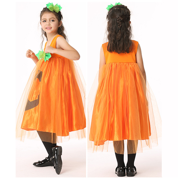 Halloween-Kid-Girls-Pumpkin-Fancy-Dress-Costume-with-Headwear-1203462