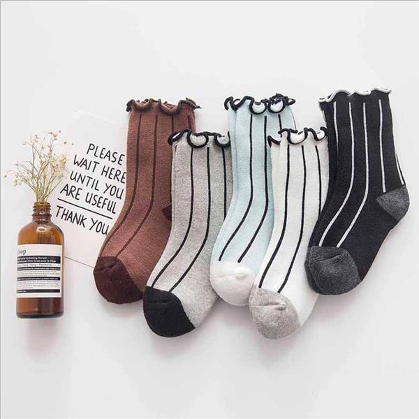 5-Pairs-Kids-Cotton-Thickened-Socks-Lace-Terry-Crew-Vertical-Stripes-Boneless-Socks-1115036