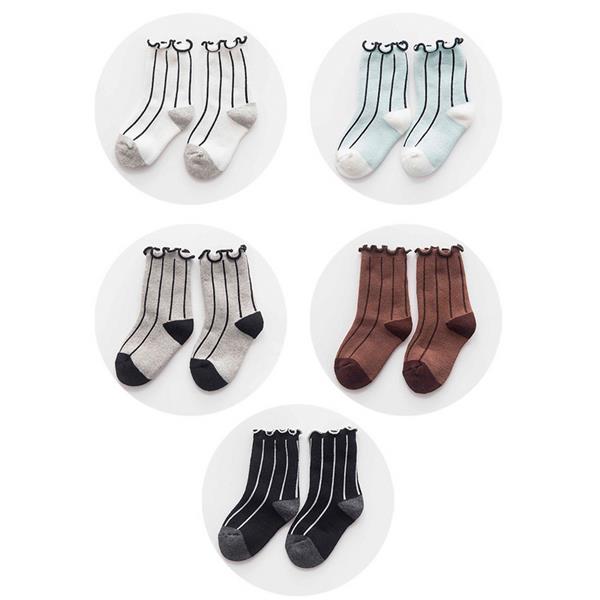 5-Pairs-Kids-Cotton-Thickened-Socks-Lace-Terry-Crew-Vertical-Stripes-Boneless-Socks-1115036