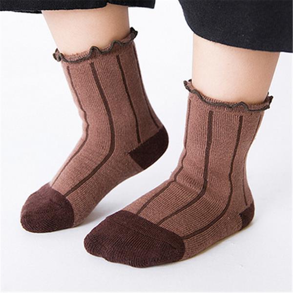 5-Pairs-Kids-Cotton-Thickened-Socks-Lace-Terry-Crew-Vertical-Stripes-Boneless-Socks-1115036