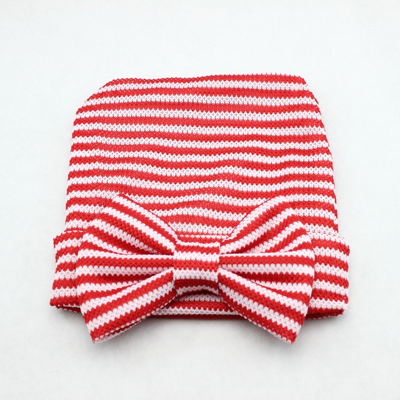 Newborn-Baby-Girls-Cute-Hat-Soft-Stripe-Cap-Hospital-Beanie-Hat-With-Lovely-Bow-1020770