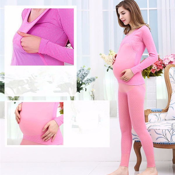 Pregnant-Women-Comfy-Soft-Maternity-Thermal-Underwear-Side-Open-Nursing-Seamless-Sleepwear-Sets-1109327