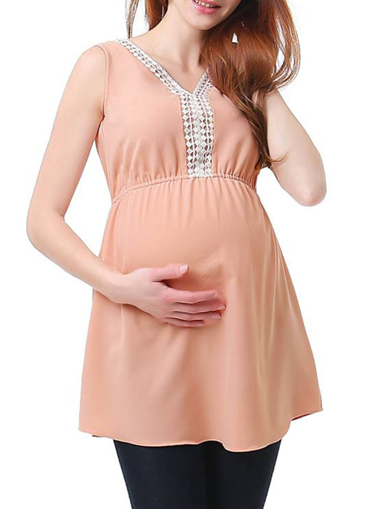 Sleeveless-Lace-V-neck-Maternity-Blouse-1298813