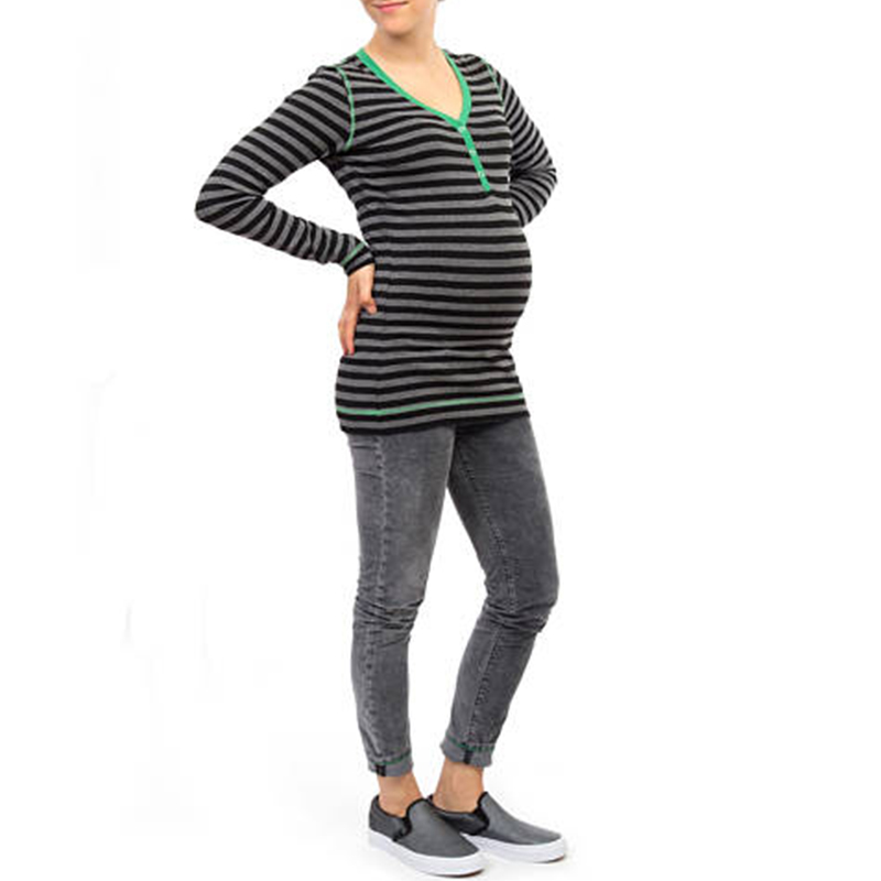 Women-Striped-Long-Sleeve-V-neck-Casual-Breastfeeding-Clothing-Tops-1264452