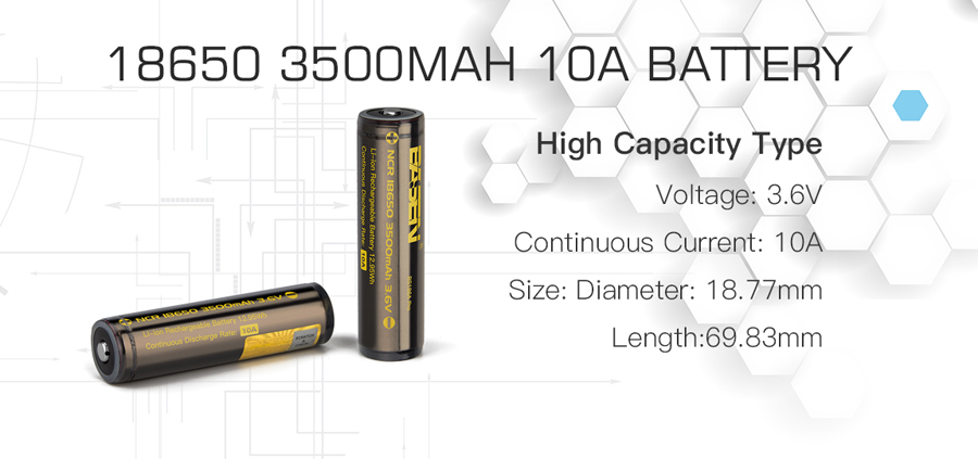 2Pcs-Basen-BS186A-3500mAh-10A-Protected-Button-Top-Rechargeable-18650-Battery-With-Storage-Pack-1367149