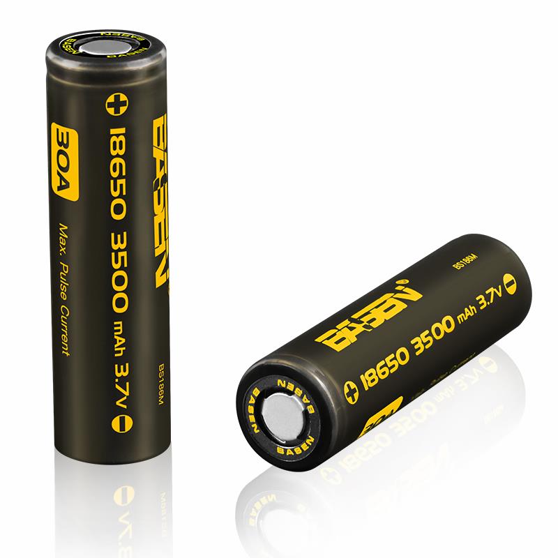 2pcs-Basen-BS186M-18650-3500mah-37V-30A-High-Drain-Flat-Top-Rechargeable-Li-ion-Battery-1038118