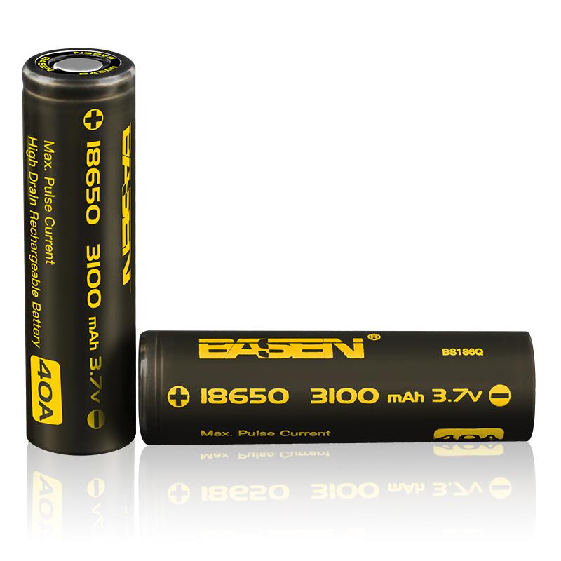 2pcs-Basen-BS186Q-18650-3100mah-37V-40A-High-Drain-Flat-Top-Rechargeable-Li-ion-Battery-1038113