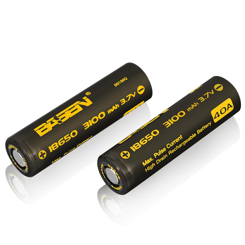 2pcs-Basen-BS186Q-18650-3100mah-37V-40A-High-Drain-Flat-Top-Rechargeable-Li-ion-Battery-1038113