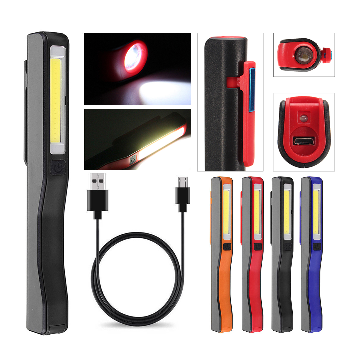 Portable-LEDCOB-Rechargeable-Pocket-Work-Light-Magnetic-Pen-Clip-Camping-Car-Inspection-Flashlight-1244380